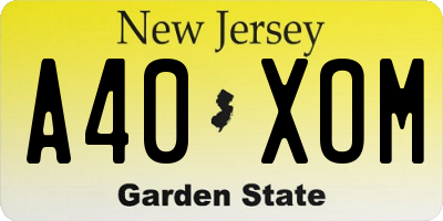 NJ license plate A40XOM