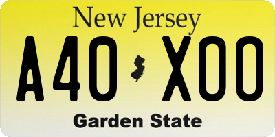 NJ license plate A40XOO