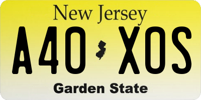 NJ license plate A40XOS