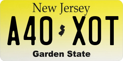 NJ license plate A40XOT