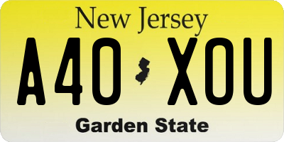 NJ license plate A40XOU