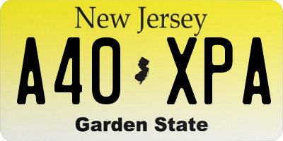 NJ license plate A40XPA