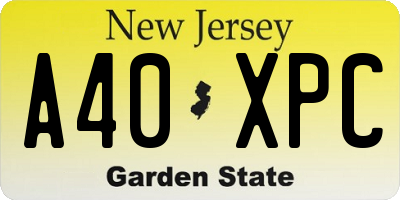 NJ license plate A40XPC