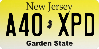 NJ license plate A40XPD