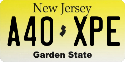 NJ license plate A40XPE