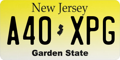 NJ license plate A40XPG