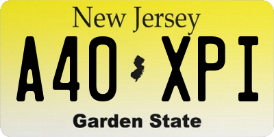 NJ license plate A40XPI