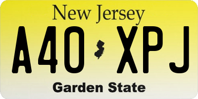 NJ license plate A40XPJ
