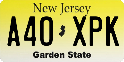NJ license plate A40XPK