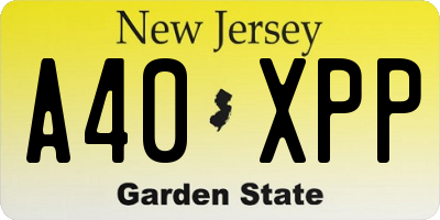 NJ license plate A40XPP