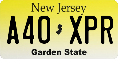 NJ license plate A40XPR