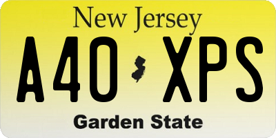 NJ license plate A40XPS