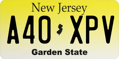NJ license plate A40XPV