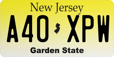 NJ license plate A40XPW