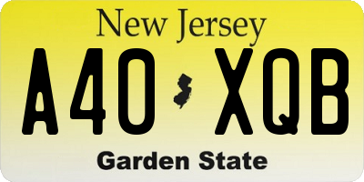 NJ license plate A40XQB