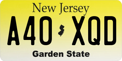 NJ license plate A40XQD