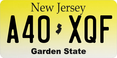 NJ license plate A40XQF
