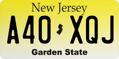 NJ license plate A40XQJ