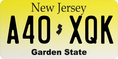 NJ license plate A40XQK