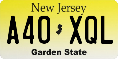 NJ license plate A40XQL