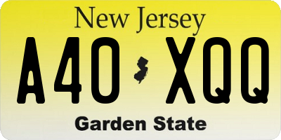 NJ license plate A40XQQ