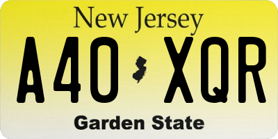 NJ license plate A40XQR