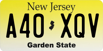 NJ license plate A40XQV