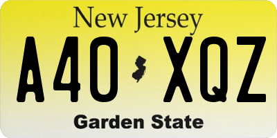 NJ license plate A40XQZ