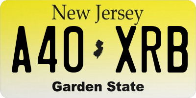NJ license plate A40XRB