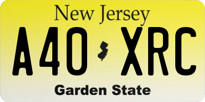 NJ license plate A40XRC