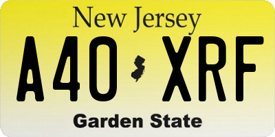 NJ license plate A40XRF