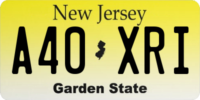 NJ license plate A40XRI