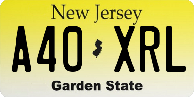 NJ license plate A40XRL