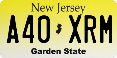 NJ license plate A40XRM