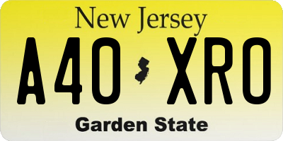 NJ license plate A40XRO