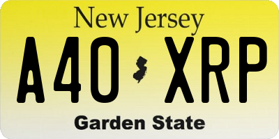 NJ license plate A40XRP