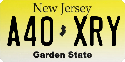 NJ license plate A40XRY