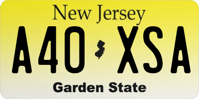 NJ license plate A40XSA
