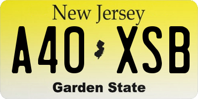 NJ license plate A40XSB