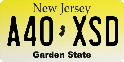 NJ license plate A40XSD