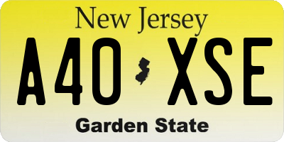 NJ license plate A40XSE