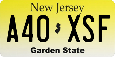 NJ license plate A40XSF