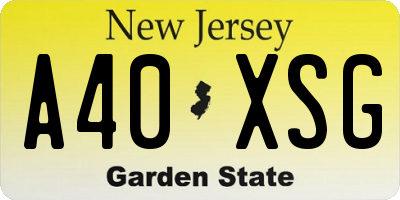 NJ license plate A40XSG