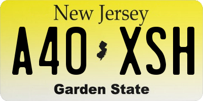NJ license plate A40XSH