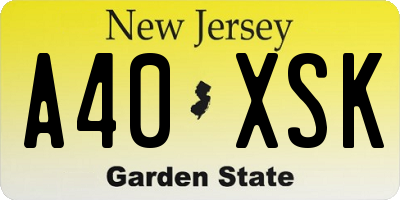 NJ license plate A40XSK