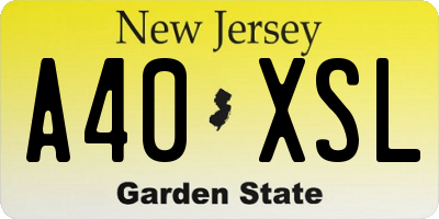 NJ license plate A40XSL