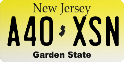 NJ license plate A40XSN