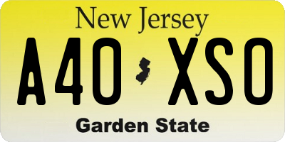 NJ license plate A40XSO