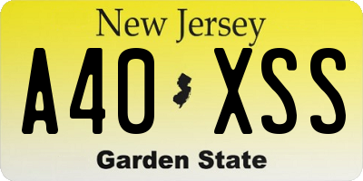 NJ license plate A40XSS