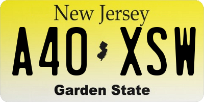 NJ license plate A40XSW